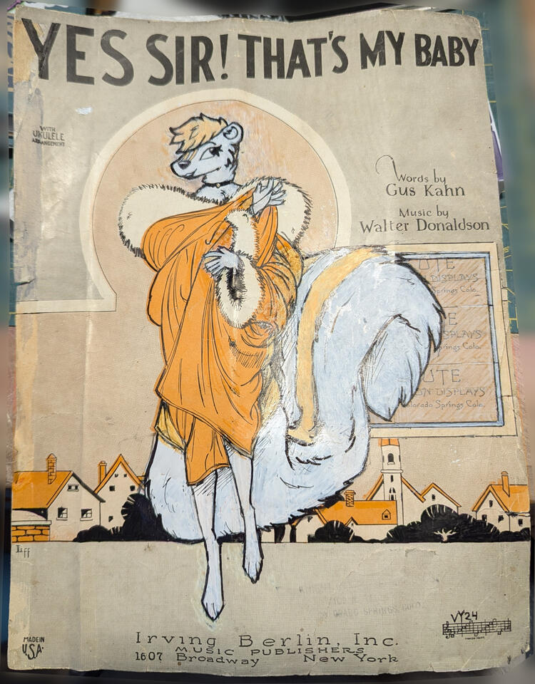 That's My Baby ,2024 13x9" Correction Fluid, Ink, Alcohol Marker, and Highlighter on recycled music sheet paper