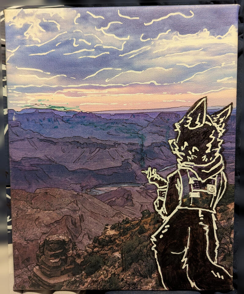 Clarity,2023 10x8" Permanent Marker, Alcohol Marker, Corrective Fluid, Ballpoint Pen, and Highlighter on printed canvas