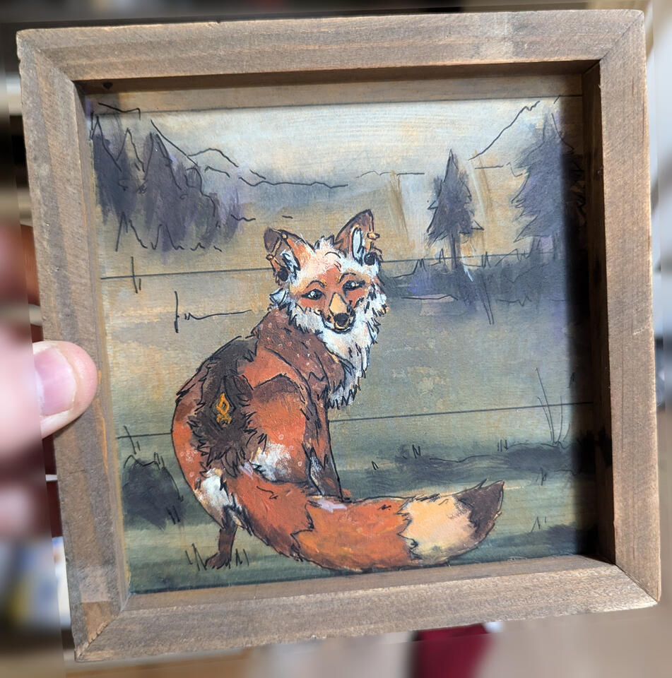 For Keit, 2024 5x5&quot; Acrylic, Ballpoint Pen. Corrective Fluid, Alcohol Marker on chipboard